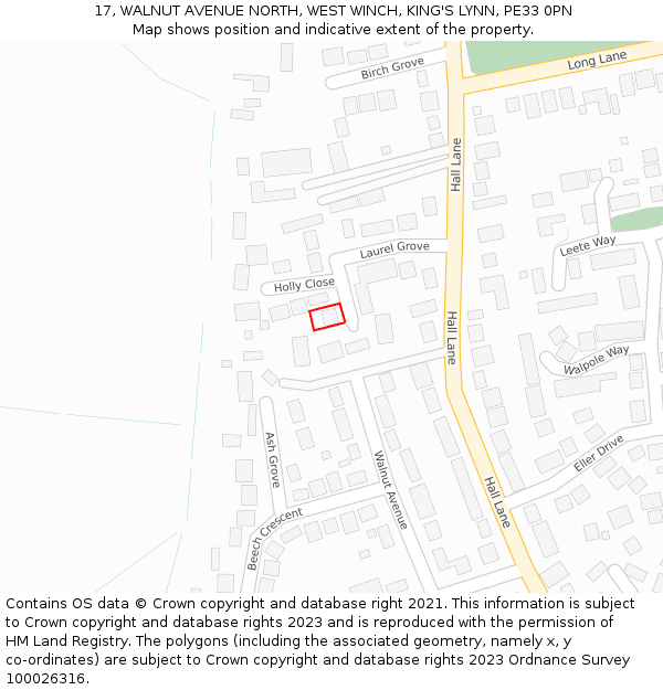 17, WALNUT AVENUE NORTH, WEST WINCH, KING'S LYNN, PE33 0PN: Location map and indicative extent of plot