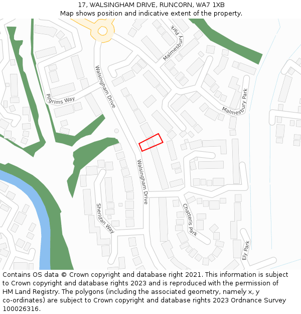 17, WALSINGHAM DRIVE, RUNCORN, WA7 1XB: Location map and indicative extent of plot