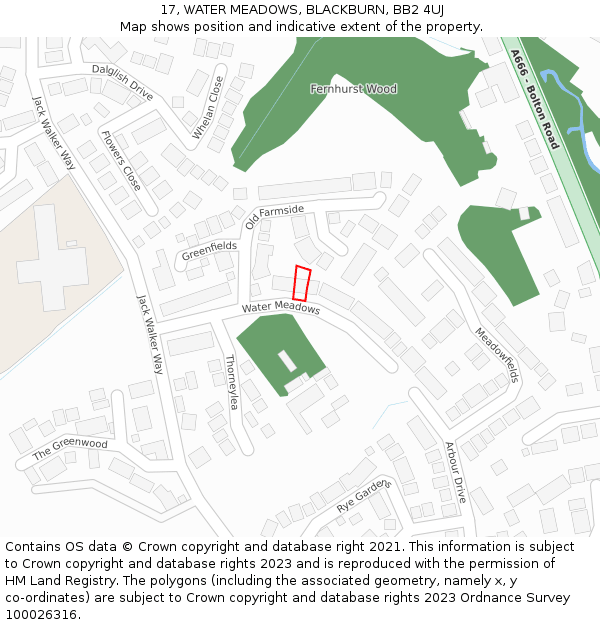17, WATER MEADOWS, BLACKBURN, BB2 4UJ: Location map and indicative extent of plot