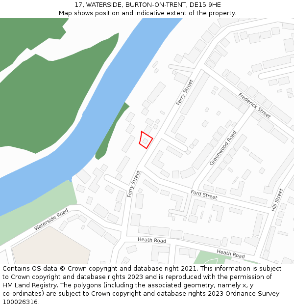 17, WATERSIDE, BURTON-ON-TRENT, DE15 9HE: Location map and indicative extent of plot