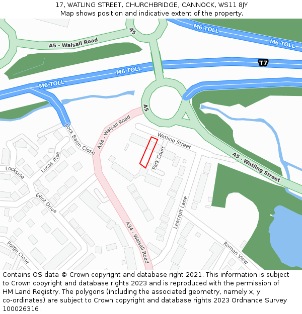17, WATLING STREET, CHURCHBRIDGE, CANNOCK, WS11 8JY: Location map and indicative extent of plot