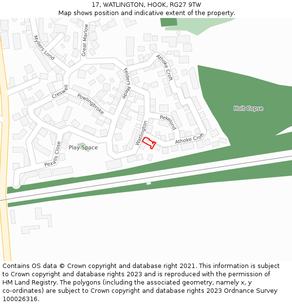 17, WATLINGTON, HOOK, RG27 9TW: Location map and indicative extent of plot