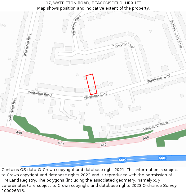 17, WATTLETON ROAD, BEACONSFIELD, HP9 1TT: Location map and indicative extent of plot