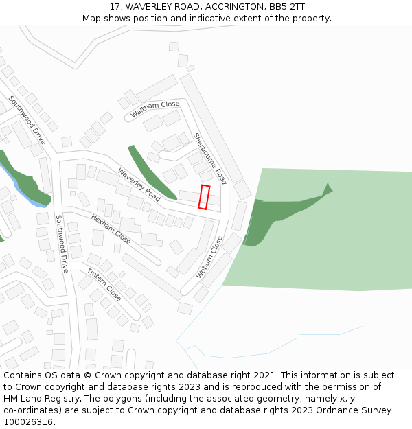 17, WAVERLEY ROAD, ACCRINGTON, BB5 2TT: Location map and indicative extent of plot