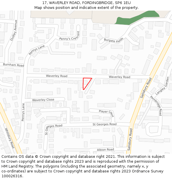 17, WAVERLEY ROAD, FORDINGBRIDGE, SP6 1EU: Location map and indicative extent of plot
