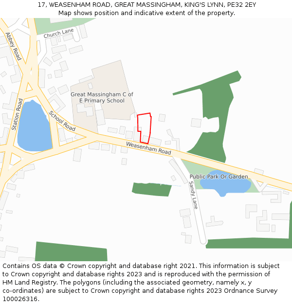 17, WEASENHAM ROAD, GREAT MASSINGHAM, KING'S LYNN, PE32 2EY: Location map and indicative extent of plot
