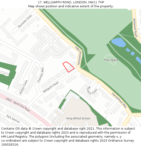 17, WELLGARTH ROAD, LONDON, NW11 7HP: Location map and indicative extent of plot