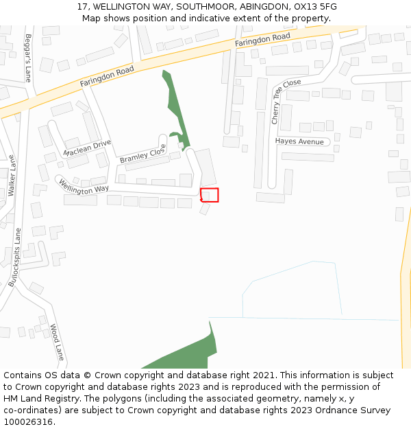 17, WELLINGTON WAY, SOUTHMOOR, ABINGDON, OX13 5FG: Location map and indicative extent of plot