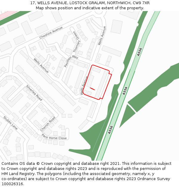 17, WELLS AVENUE, LOSTOCK GRALAM, NORTHWICH, CW9 7XR: Location map and indicative extent of plot