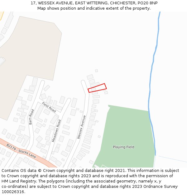 17, WESSEX AVENUE, EAST WITTERING, CHICHESTER, PO20 8NP: Location map and indicative extent of plot