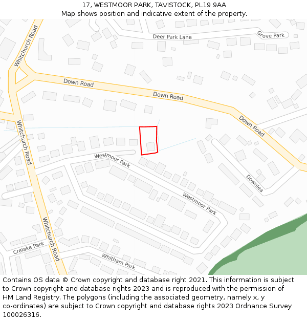 17, WESTMOOR PARK, TAVISTOCK, PL19 9AA: Location map and indicative extent of plot