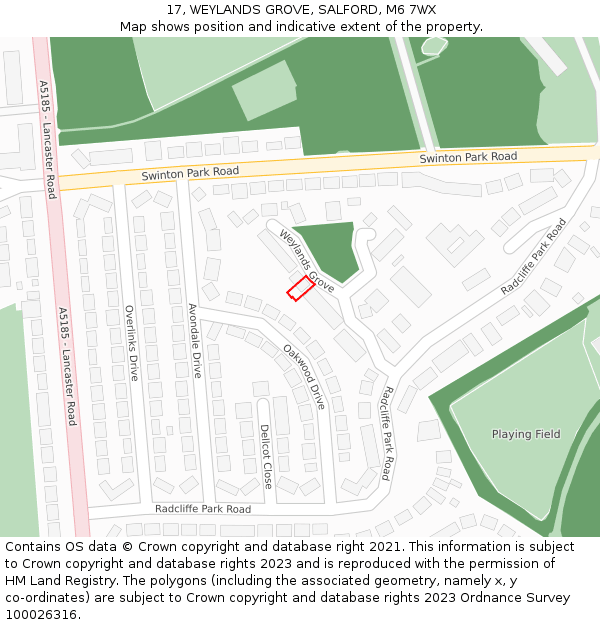 17, WEYLANDS GROVE, SALFORD, M6 7WX: Location map and indicative extent of plot