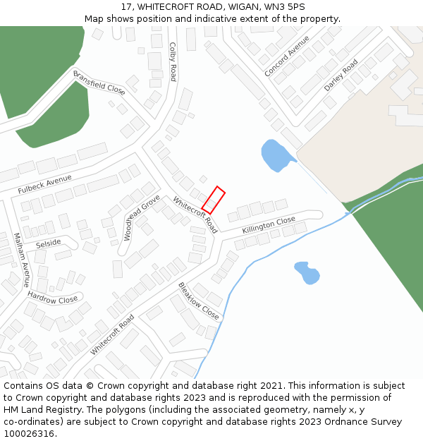 17, WHITECROFT ROAD, WIGAN, WN3 5PS: Location map and indicative extent of plot