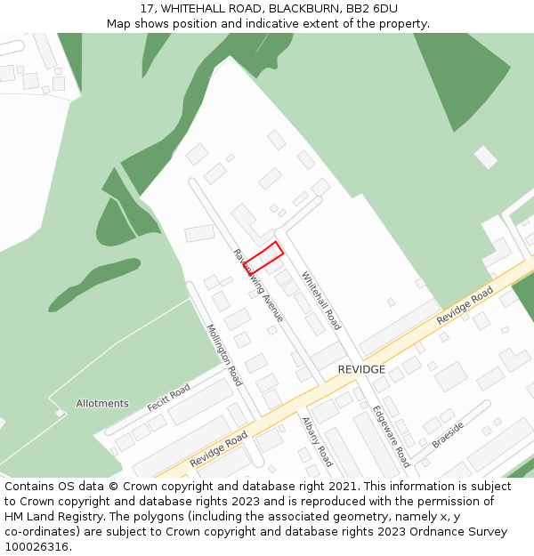 17, WHITEHALL ROAD, BLACKBURN, BB2 6DU: Location map and indicative extent of plot