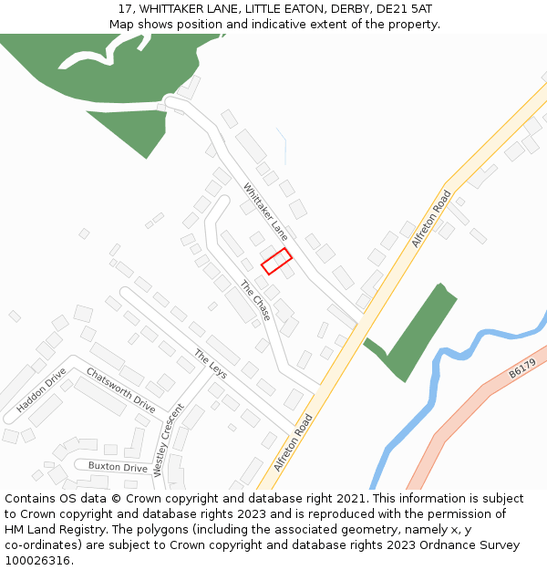 17, WHITTAKER LANE, LITTLE EATON, DERBY, DE21 5AT: Location map and indicative extent of plot