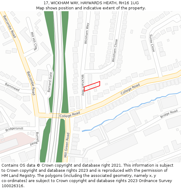 17, WICKHAM WAY, HAYWARDS HEATH, RH16 1UG: Location map and indicative extent of plot