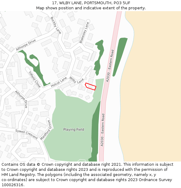 17, WILBY LANE, PORTSMOUTH, PO3 5UF: Location map and indicative extent of plot