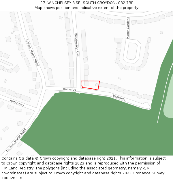 17, WINCHELSEY RISE, SOUTH CROYDON, CR2 7BP: Location map and indicative extent of plot