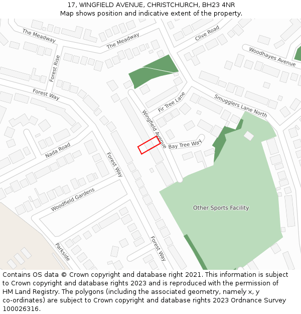 17, WINGFIELD AVENUE, CHRISTCHURCH, BH23 4NR: Location map and indicative extent of plot