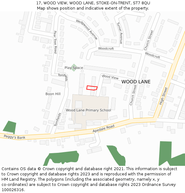 17, WOOD VIEW, WOOD LANE, STOKE-ON-TRENT, ST7 8QU: Location map and indicative extent of plot