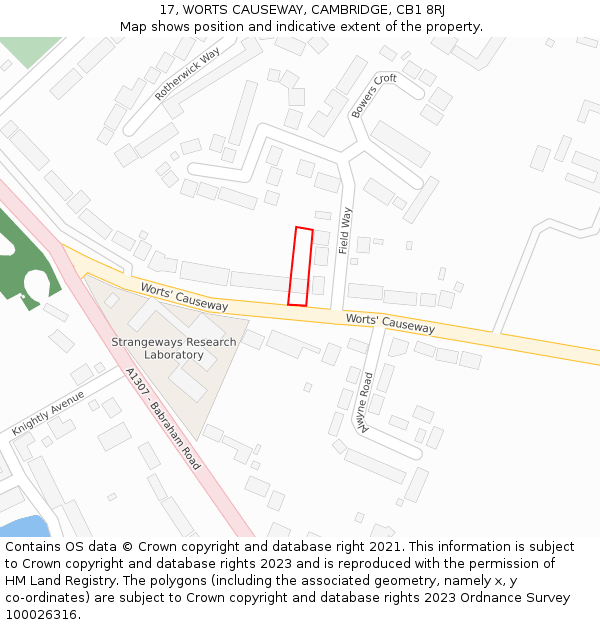 17, WORTS CAUSEWAY, CAMBRIDGE, CB1 8RJ: Location map and indicative extent of plot