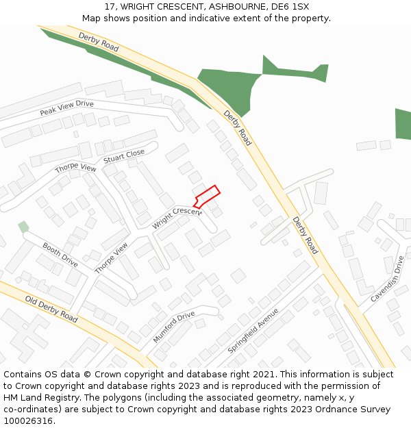 17, WRIGHT CRESCENT, ASHBOURNE, DE6 1SX: Location map and indicative extent of plot