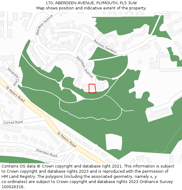 170, ABERDEEN AVENUE, PLYMOUTH, PL5 3UW: Location map and indicative extent of plot