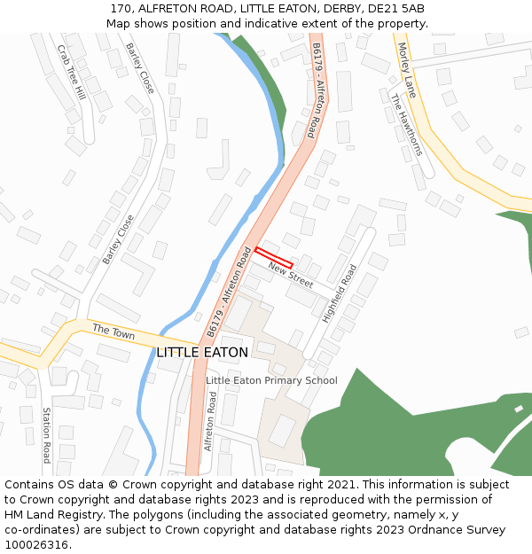 170, ALFRETON ROAD, LITTLE EATON, DERBY, DE21 5AB: Location map and indicative extent of plot