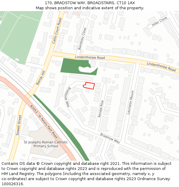 170, BRADSTOW WAY, BROADSTAIRS, CT10 1AX: Location map and indicative extent of plot