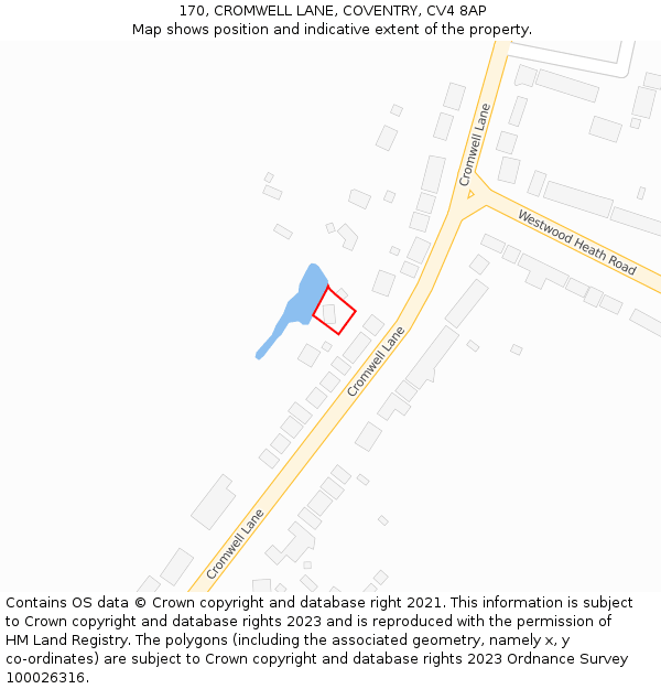 170, CROMWELL LANE, COVENTRY, CV4 8AP: Location map and indicative extent of plot