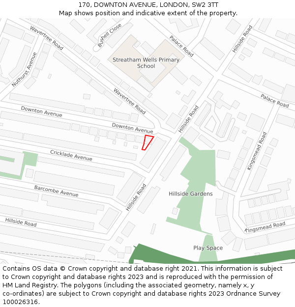 170, DOWNTON AVENUE, LONDON, SW2 3TT: Location map and indicative extent of plot