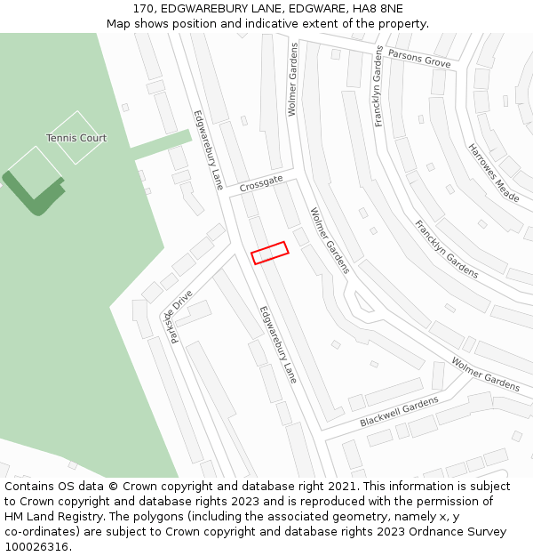 170, EDGWAREBURY LANE, EDGWARE, HA8 8NE: Location map and indicative extent of plot