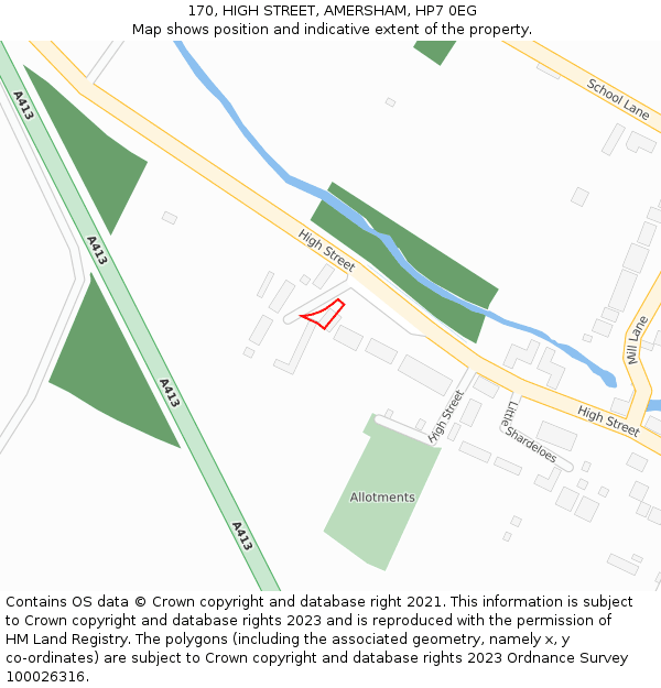 170, HIGH STREET, AMERSHAM, HP7 0EG: Location map and indicative extent of plot