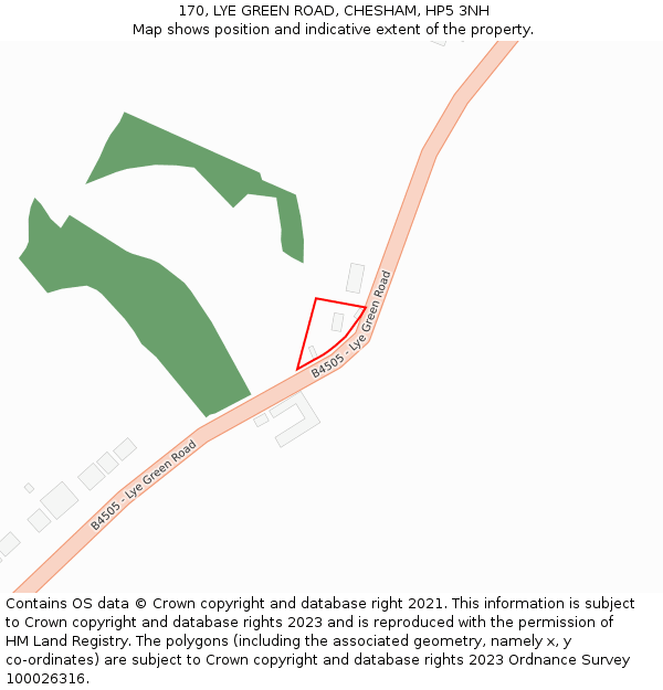 170, LYE GREEN ROAD, CHESHAM, HP5 3NH: Location map and indicative extent of plot