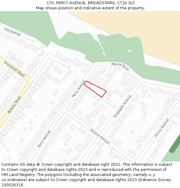 170, PERCY AVENUE, BROADSTAIRS, CT10 3LF: Location map and indicative extent of plot