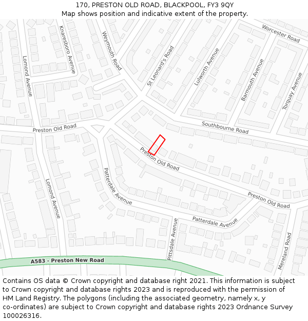 170, PRESTON OLD ROAD, BLACKPOOL, FY3 9QY: Location map and indicative extent of plot