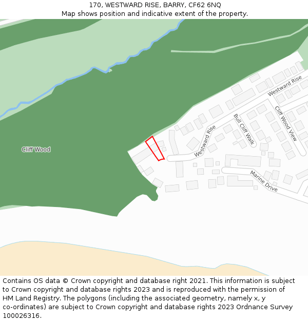 170, WESTWARD RISE, BARRY, CF62 6NQ: Location map and indicative extent of plot