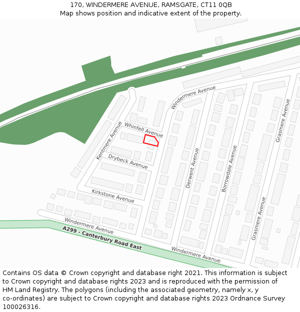 170, WINDERMERE AVENUE, RAMSGATE, CT11 0QB: Location map and indicative extent of plot