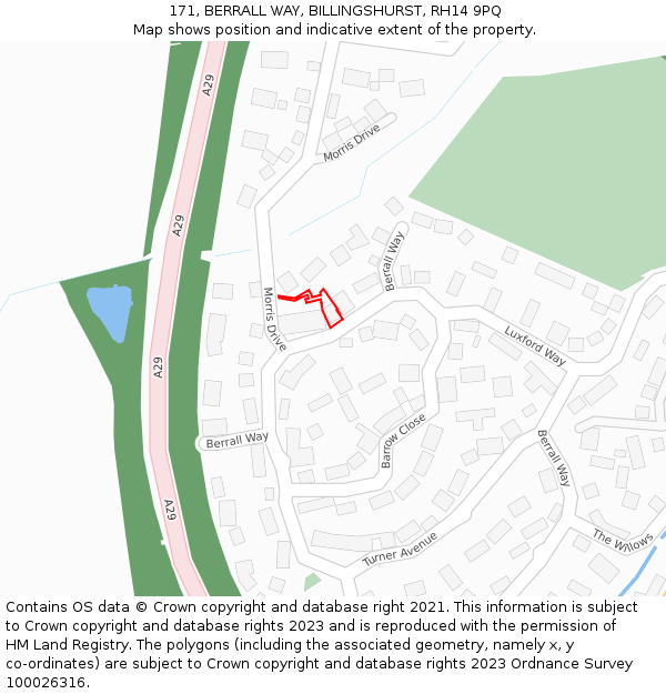 171, BERRALL WAY, BILLINGSHURST, RH14 9PQ: Location map and indicative extent of plot