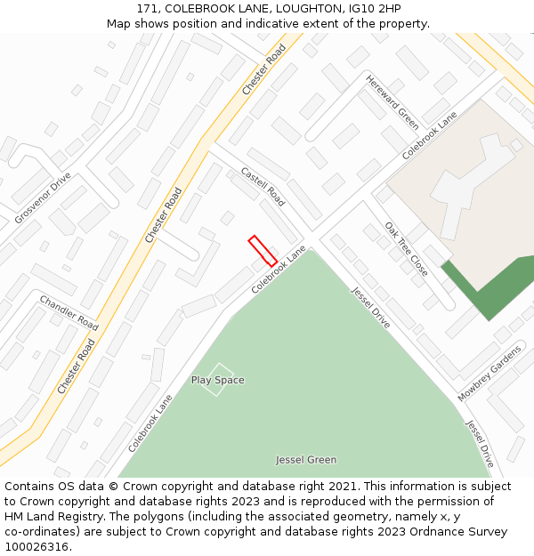 171, COLEBROOK LANE, LOUGHTON, IG10 2HP: Location map and indicative extent of plot