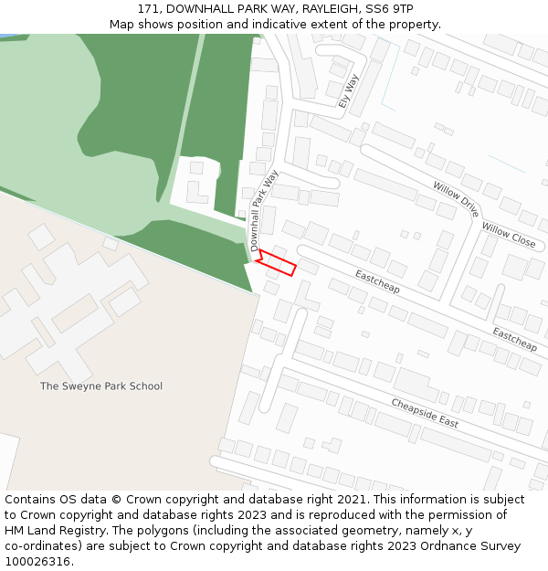 171, DOWNHALL PARK WAY, RAYLEIGH, SS6 9TP: Location map and indicative extent of plot