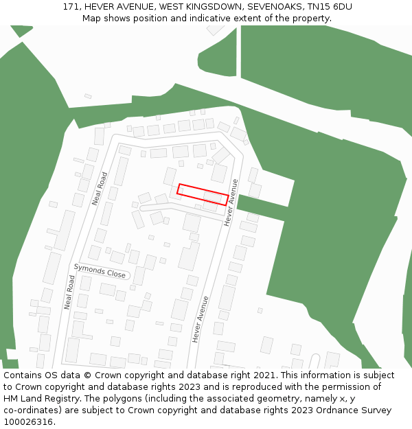 171, HEVER AVENUE, WEST KINGSDOWN, SEVENOAKS, TN15 6DU: Location map and indicative extent of plot