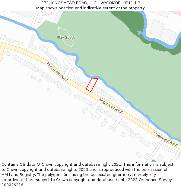 171, KINGSMEAD ROAD, HIGH WYCOMBE, HP11 1JB: Location map and indicative extent of plot