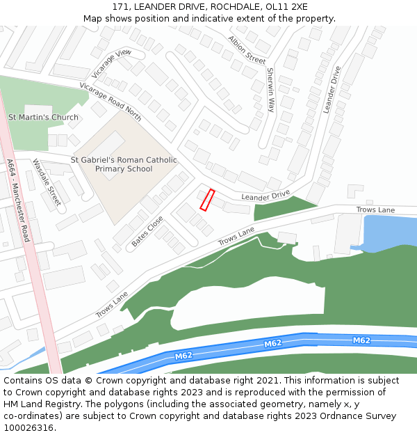 171, LEANDER DRIVE, ROCHDALE, OL11 2XE: Location map and indicative extent of plot