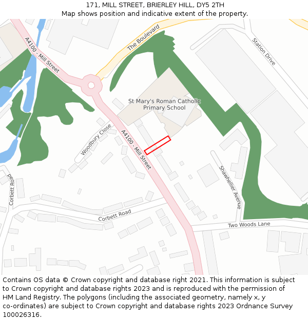 171, MILL STREET, BRIERLEY HILL, DY5 2TH: Location map and indicative extent of plot