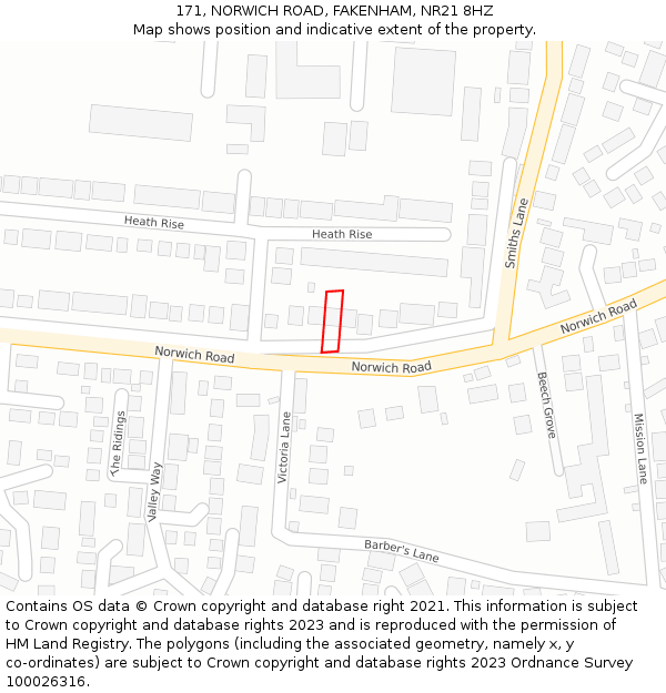 171, NORWICH ROAD, FAKENHAM, NR21 8HZ: Location map and indicative extent of plot