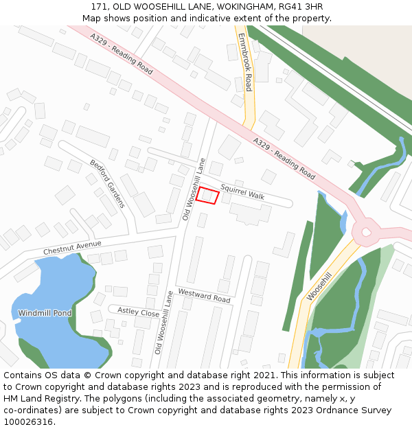 171, OLD WOOSEHILL LANE, WOKINGHAM, RG41 3HR: Location map and indicative extent of plot