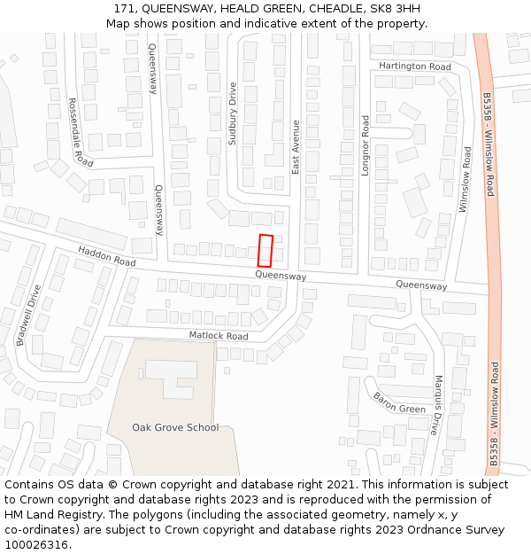 171, QUEENSWAY, HEALD GREEN, CHEADLE, SK8 3HH: Location map and indicative extent of plot