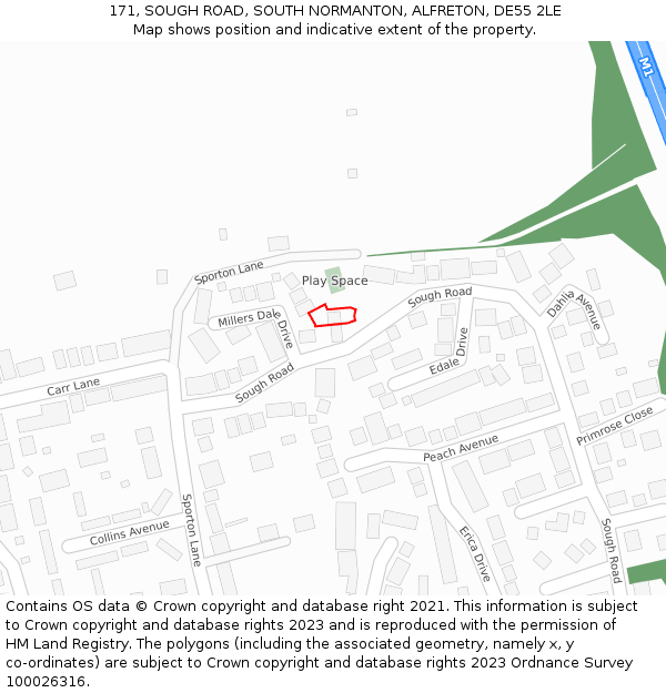171, SOUGH ROAD, SOUTH NORMANTON, ALFRETON, DE55 2LE: Location map and indicative extent of plot