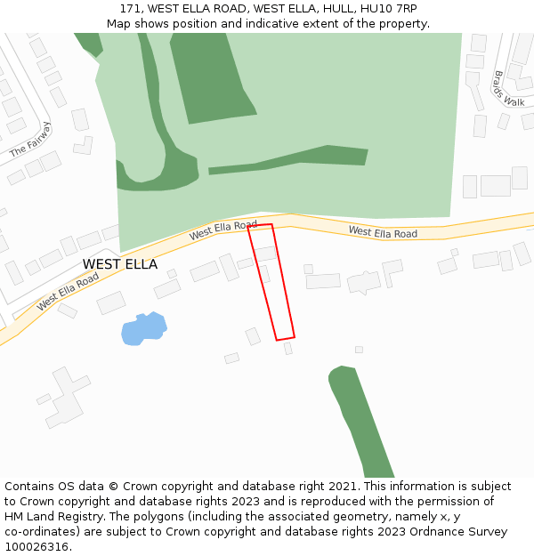 171, WEST ELLA ROAD, WEST ELLA, HULL, HU10 7RP: Location map and indicative extent of plot